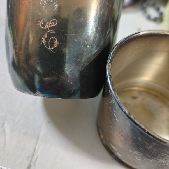 Rockford EPNS 526 1847 Roger Bros Monogram E Silver Soldered Nursery Cup Vintage - Picture 12 of 12